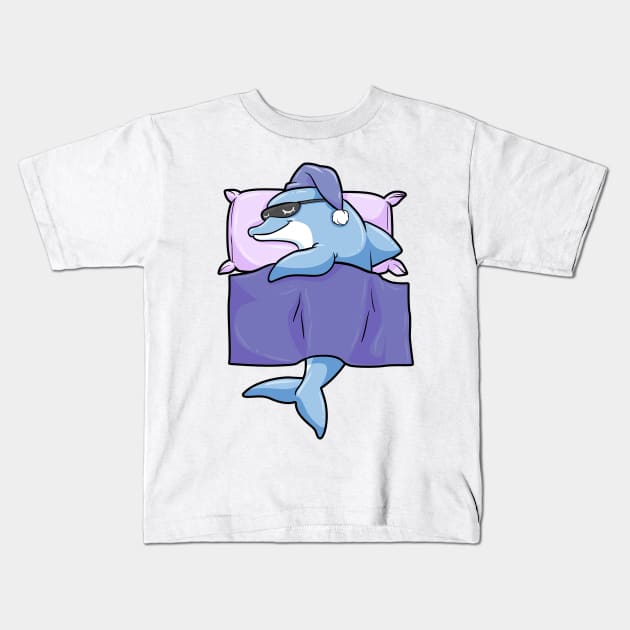 Dolphin at Sleeping with Duvet and Pillow Kids T-Shirt by Markus Schnabel